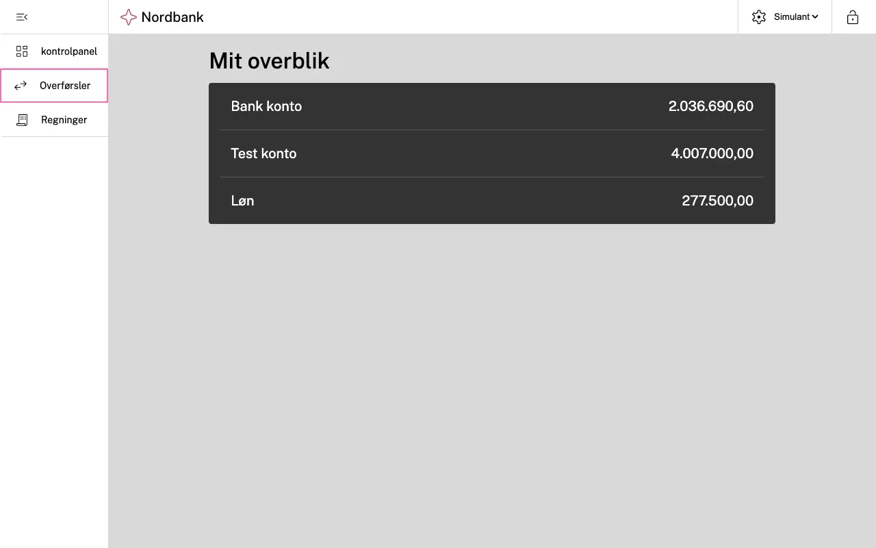 Bank overførsel screenshot