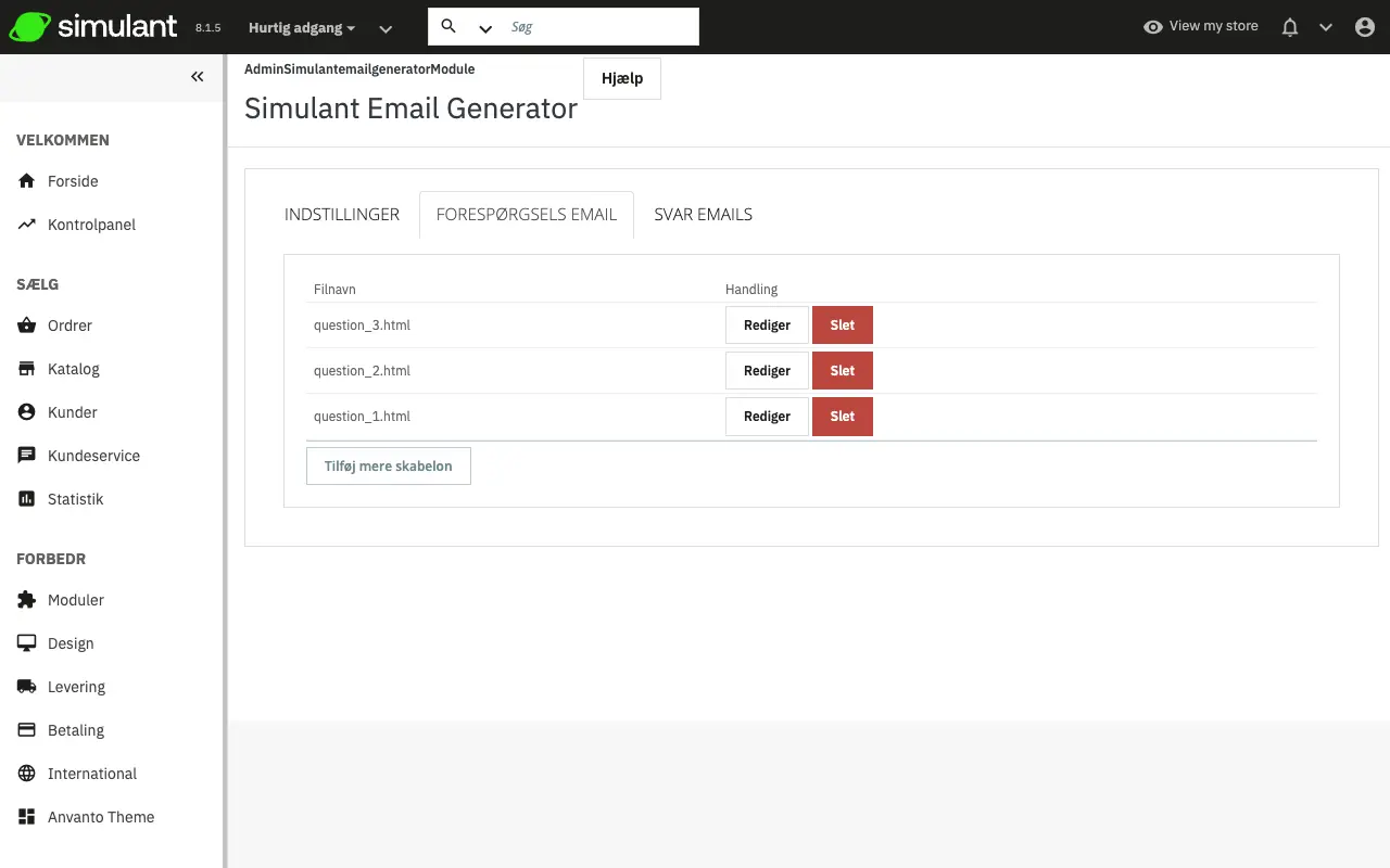 Email Generator Spørgsmål screenshot