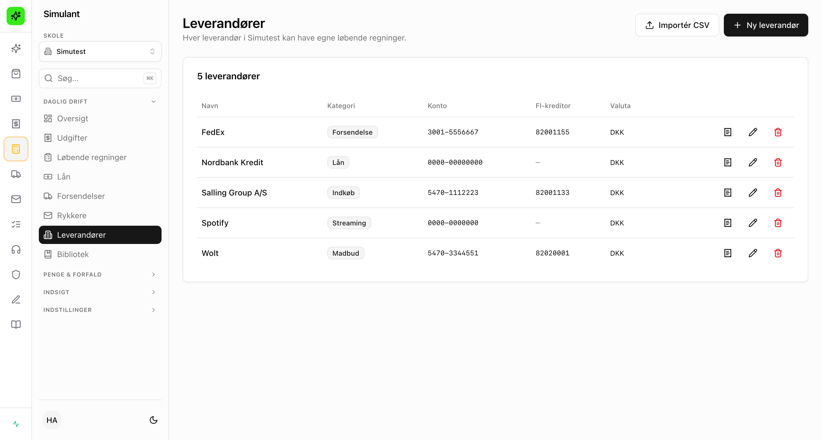 Leverandører