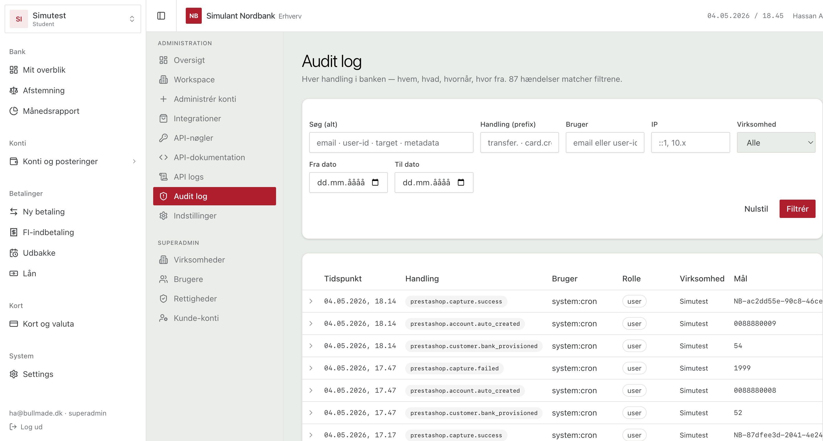 Audit log