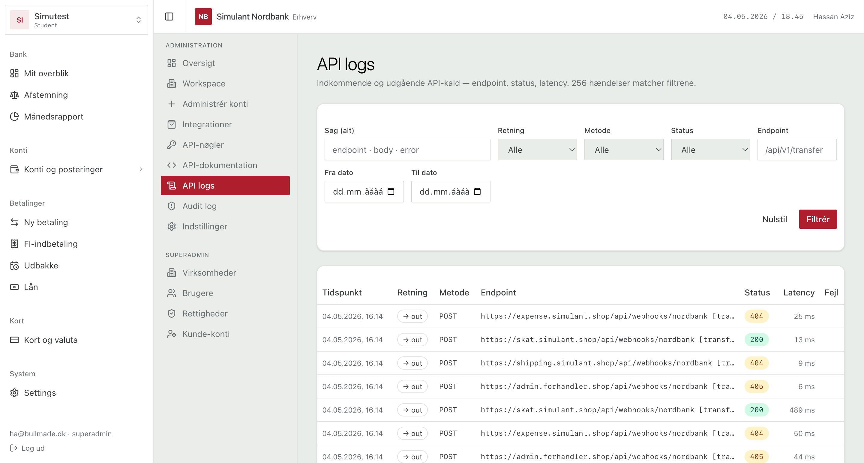 API logs