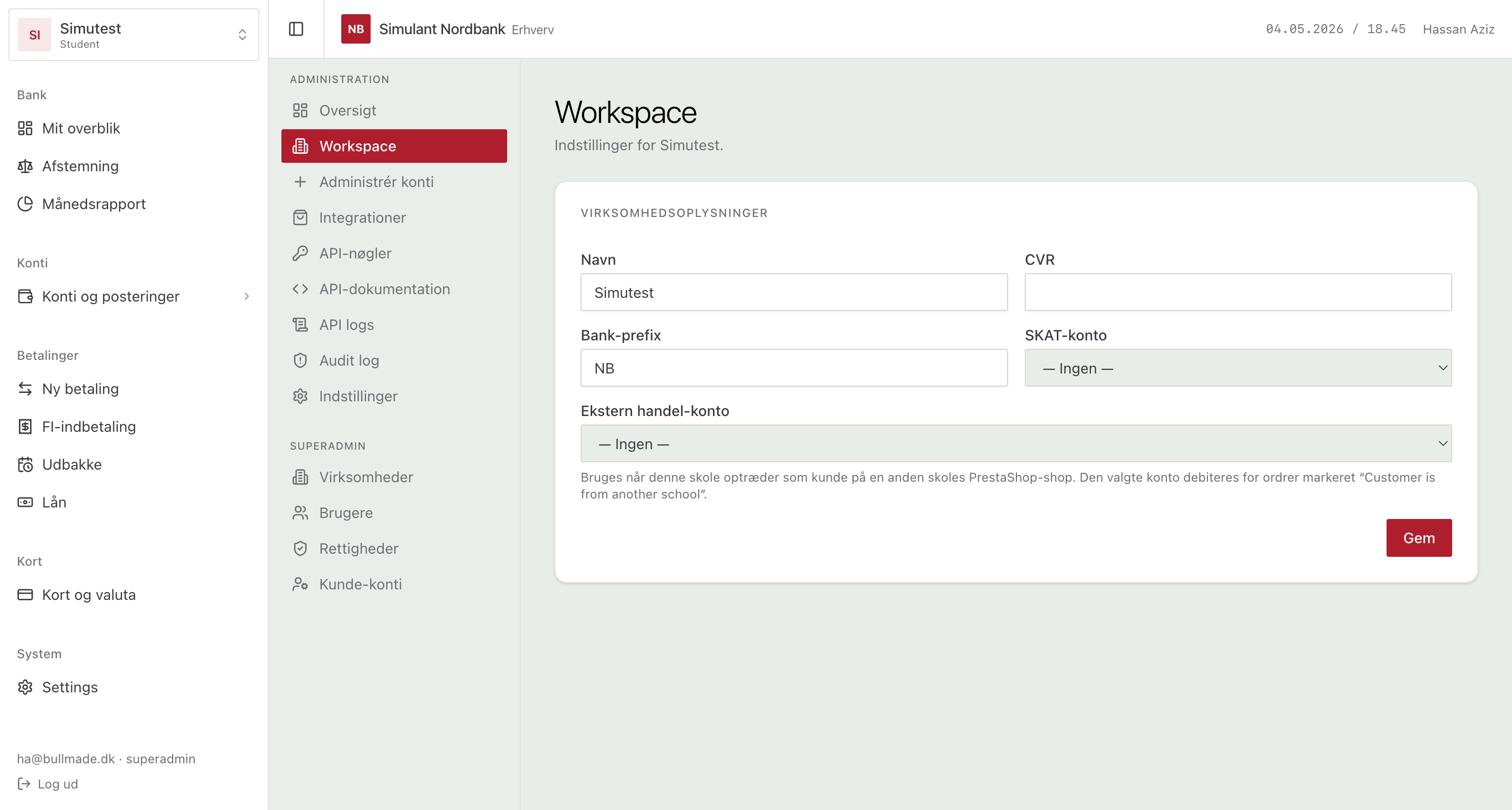 Workspace-opsætning