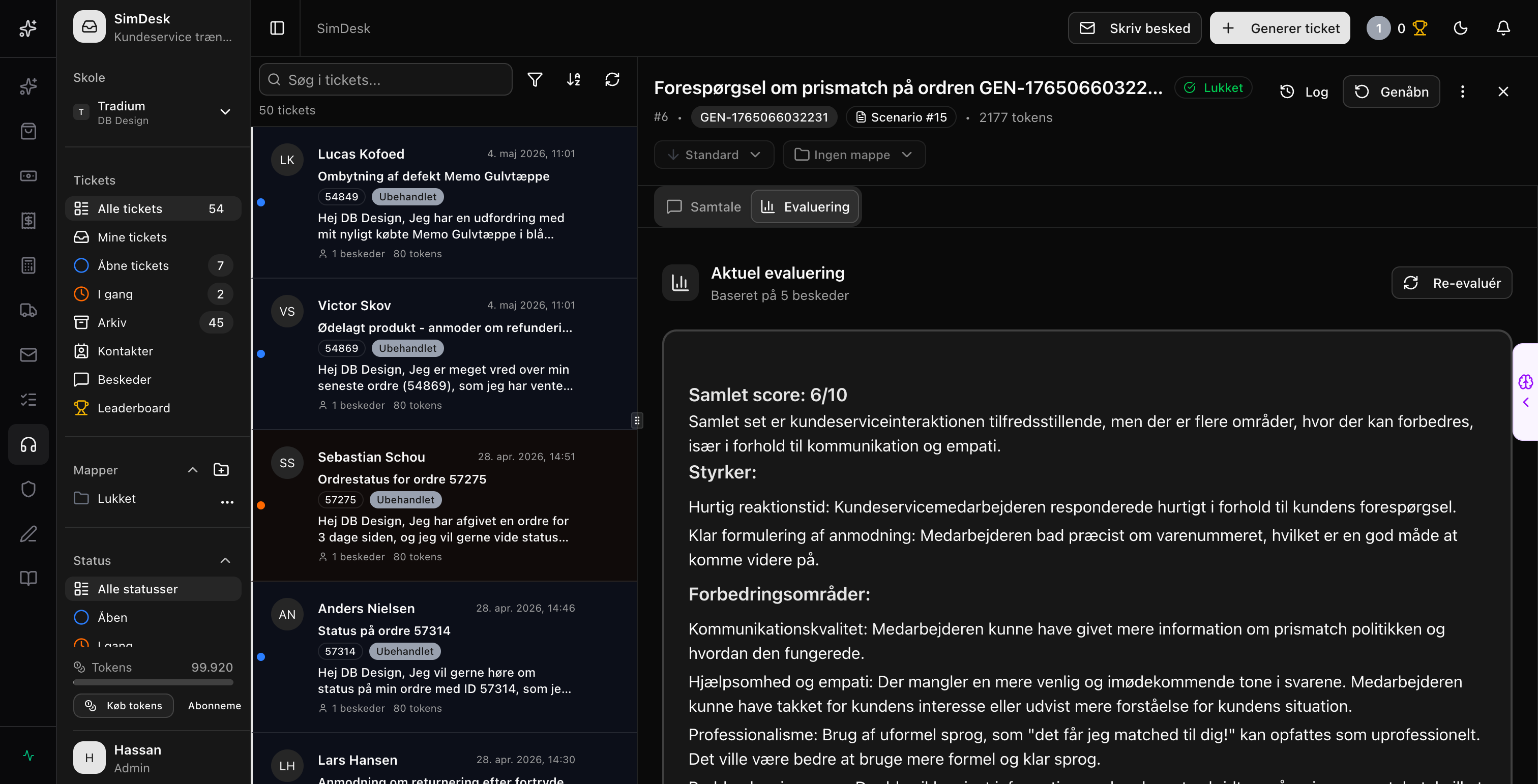 AI-evaluering af en ticket