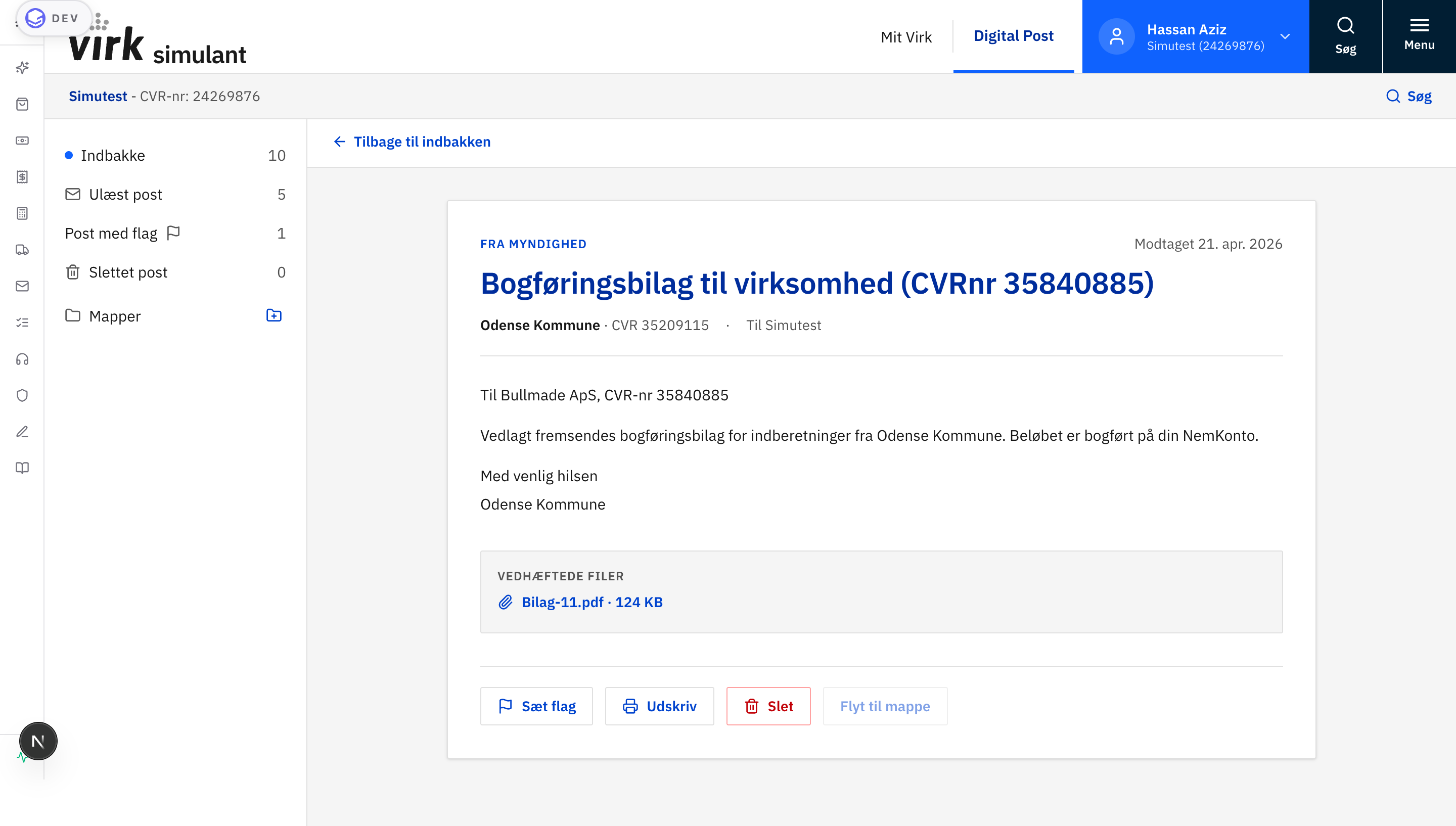 Besked åben